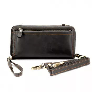 Evelatus Custodia portafoglio universale in pelle con zip nero