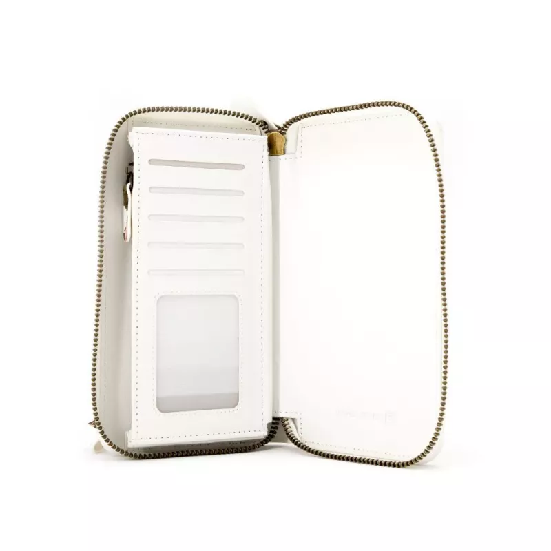 EVELATUS Portafoglio universale con zip design floreale bianco