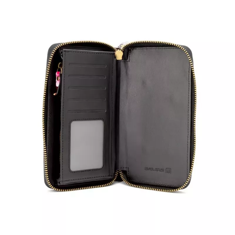 Evelatus Portafoglio universale con zip design floreale nero