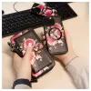 Evelatus Portafoglio universale con zip design floreale nero
