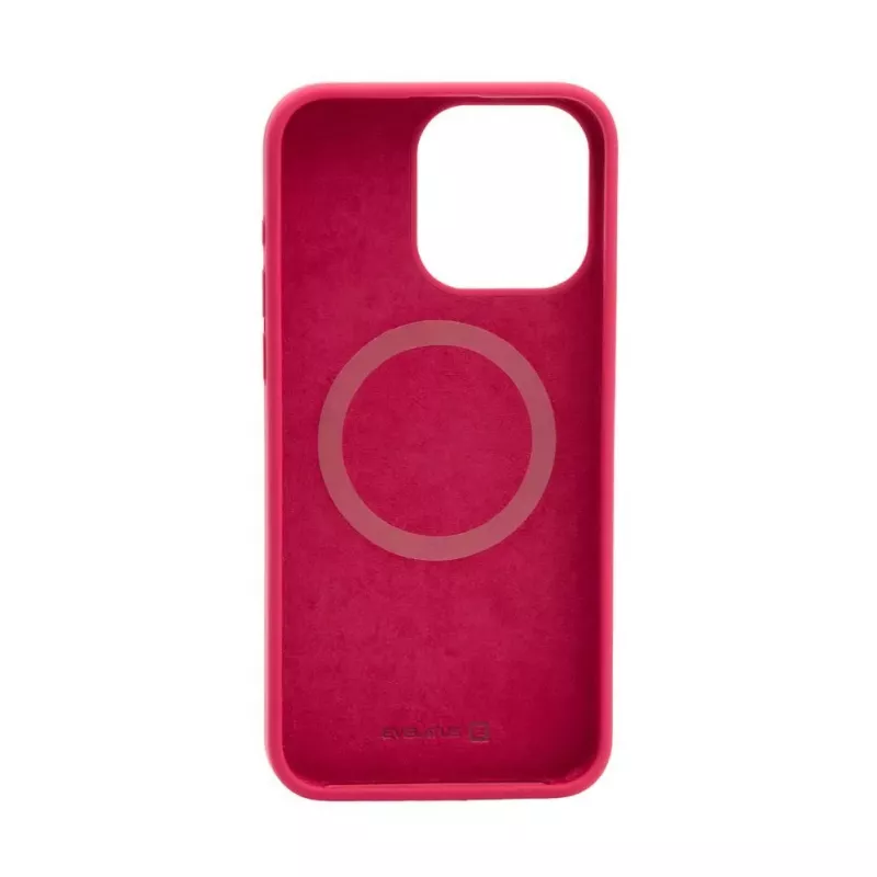 Evelatus Apple iPhone 15 Pro Custodia in silicone Soft Touch Premium MagSafe New Function rosso rosa
