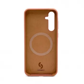 Connect Samsung Galaxy S23 FE Custodia in silicone soft touch magnetica di qualità premium marrone sella