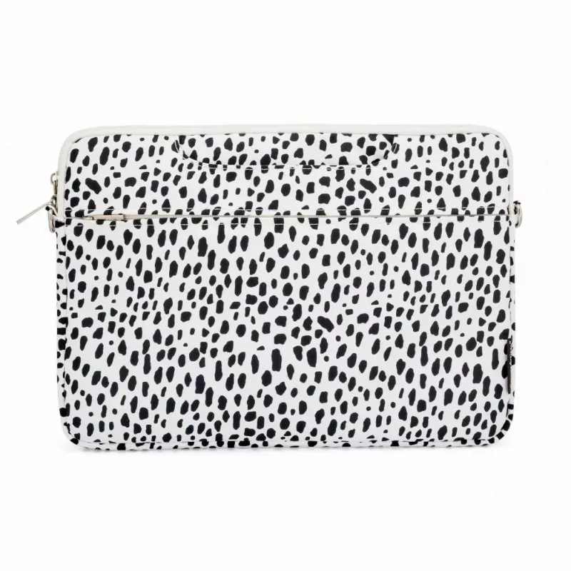 iLike Borsa per laptop in tessuto 13-14 pollici con tracolla leopardata bianca