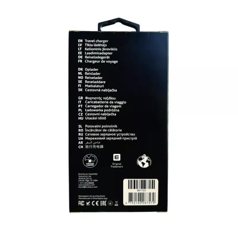 Evelatus Caricabatterie rapido 45W Max EU USB-C1/USB-C1/USB-A - RCE-4501ACCL bianco