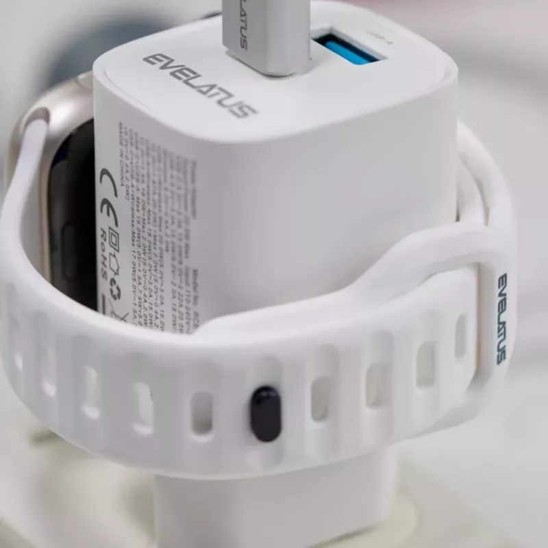 Evelatus Caricabatterie 2 in 1 20W Max USB-C+USB-A:15W Max USB-C+USB-A+Wireless:15W+2W 17W Max bianco