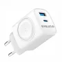 Evelatus Caricabatterie 2 in 1 20W Max USB-C+USB-A:15W Max USB-C+USB-A+Wireless:15W+2W 17W Max bianco
