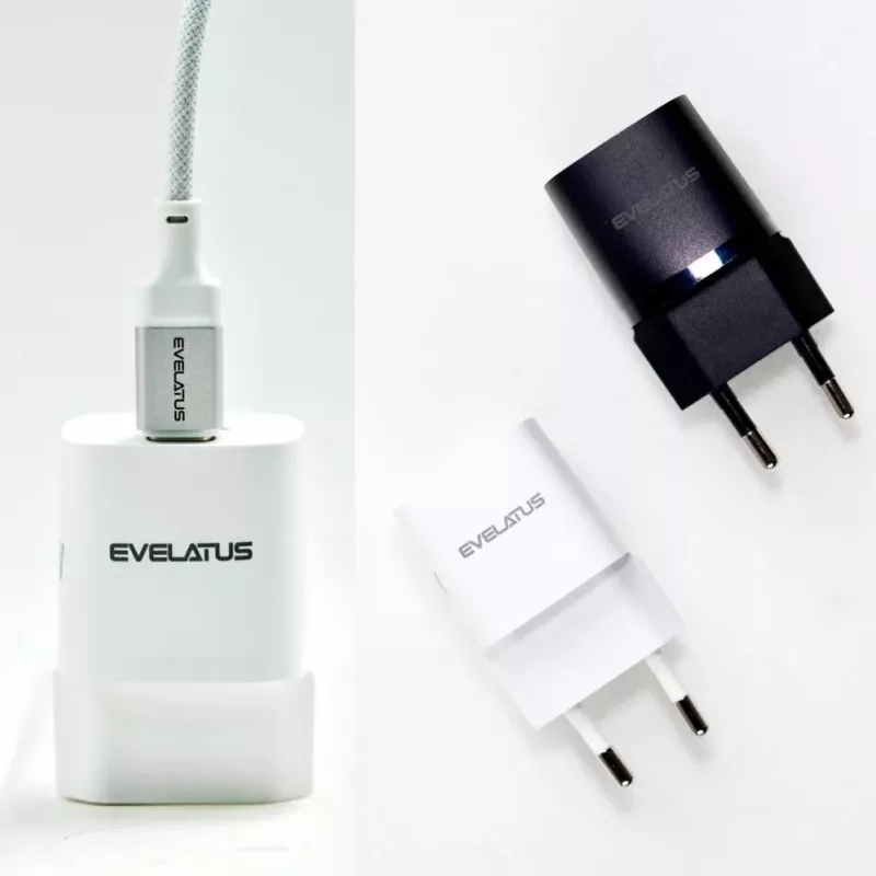 Evelatus Caricabatterie EU 30W Max USB-A e USB-C nero