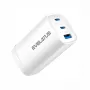 Evelatus Caricabatterie rapido 65W Max CN USB-C1/USB-C1/USB-A bianco