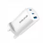 Evelatus Caricabatterie rapido 65W Max UK USB-C1/USB-C1/USB-A bianco