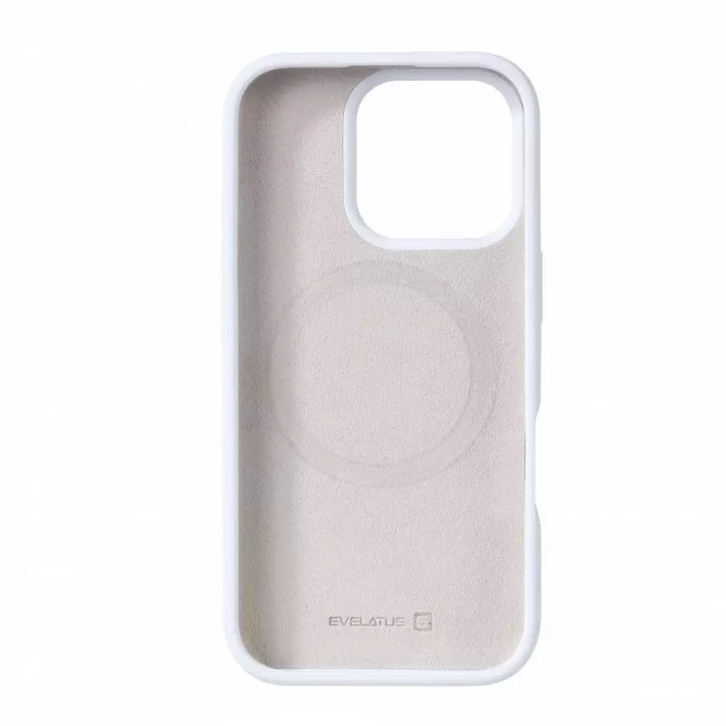 Evelatus Custodia in silicone soft touch Premium MagSafe per Apple iPhone 16 Pro Max bianco