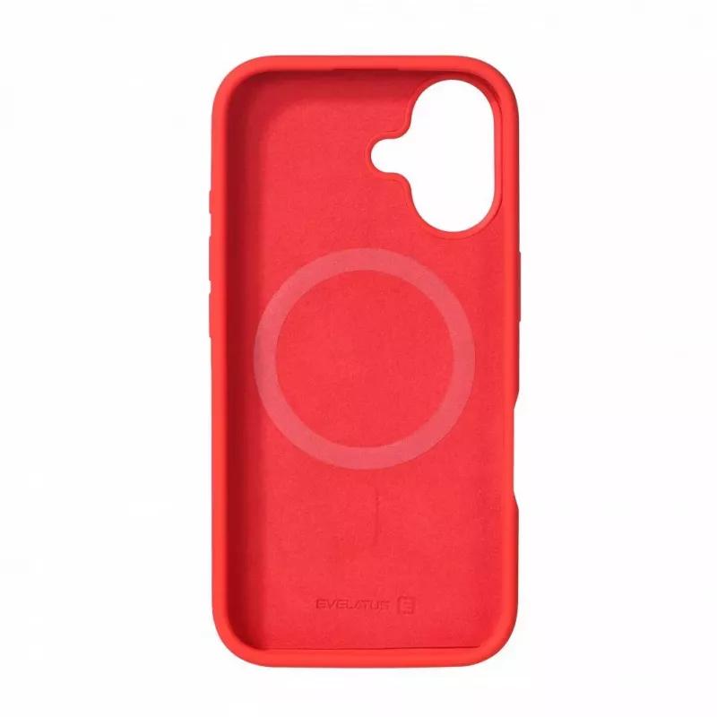Evelatus Custodia in silicone soft touch MagSafe Premium per Apple iPhone 16 rosso