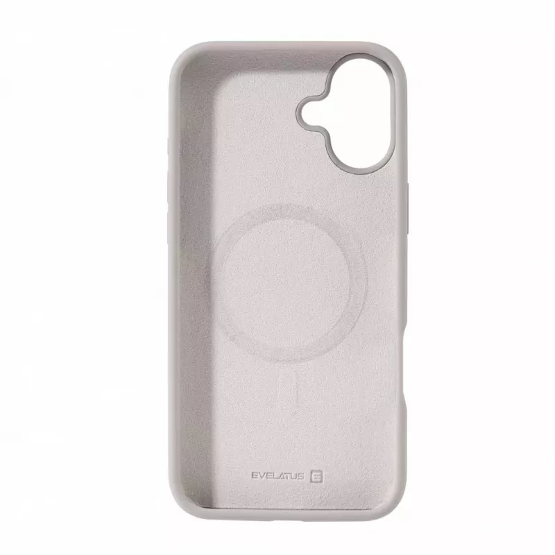 Evelatus Custodia in silicone soft touch MagSafe Premium per Apple iPhone 16 Plus argento