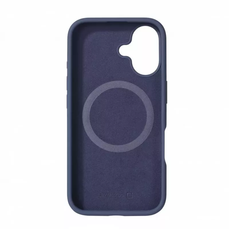 Evelatus Custodia in silicone soft touch MagSafe Premium per Apple iPhone 16 blu mezzanotte