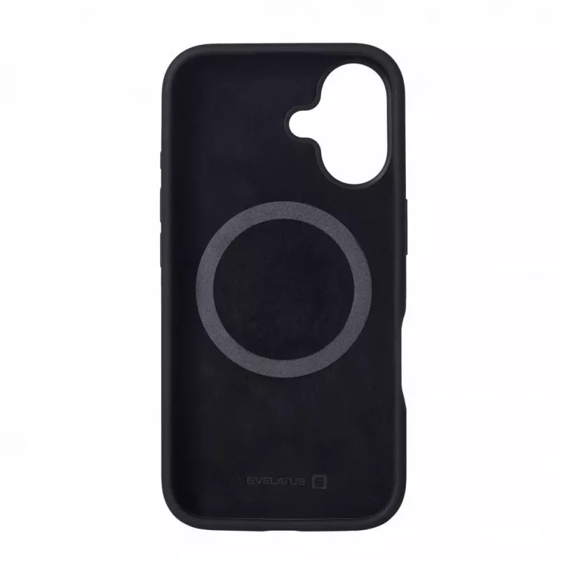 Evelatus Custodia in silicone soft touch Premium MagSafe per Apple iPhone 16 nero