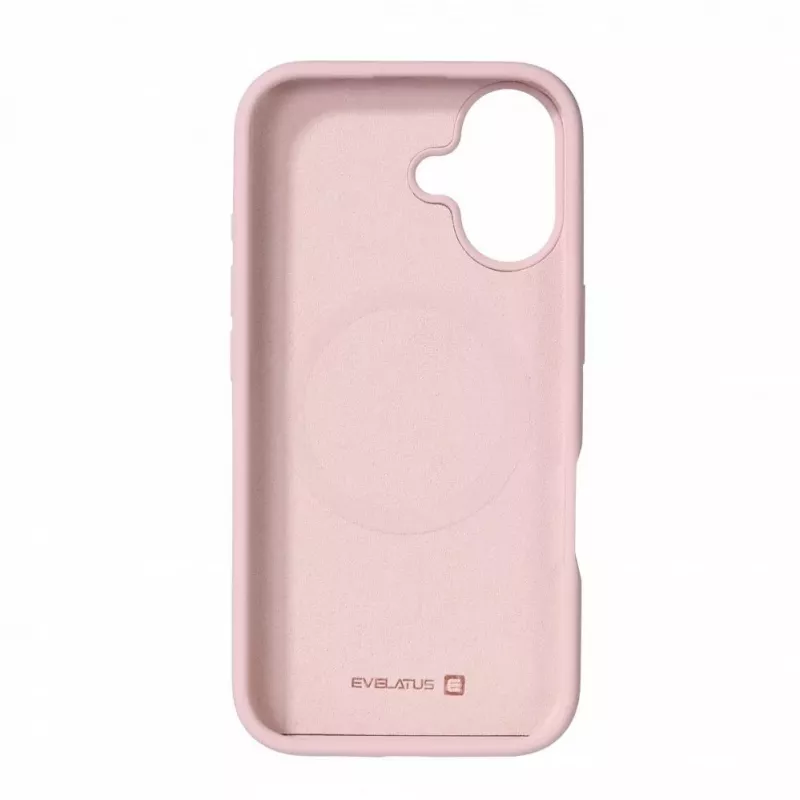 Evelatus Custodia in silicone soft touch Premium MagSafe per Apple iPhone 16 rosa sabbia