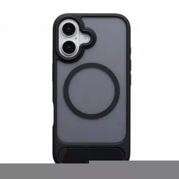 Evelatus Apple iPhone 16 Rubber Coated MagSafe con supporto custodia nero