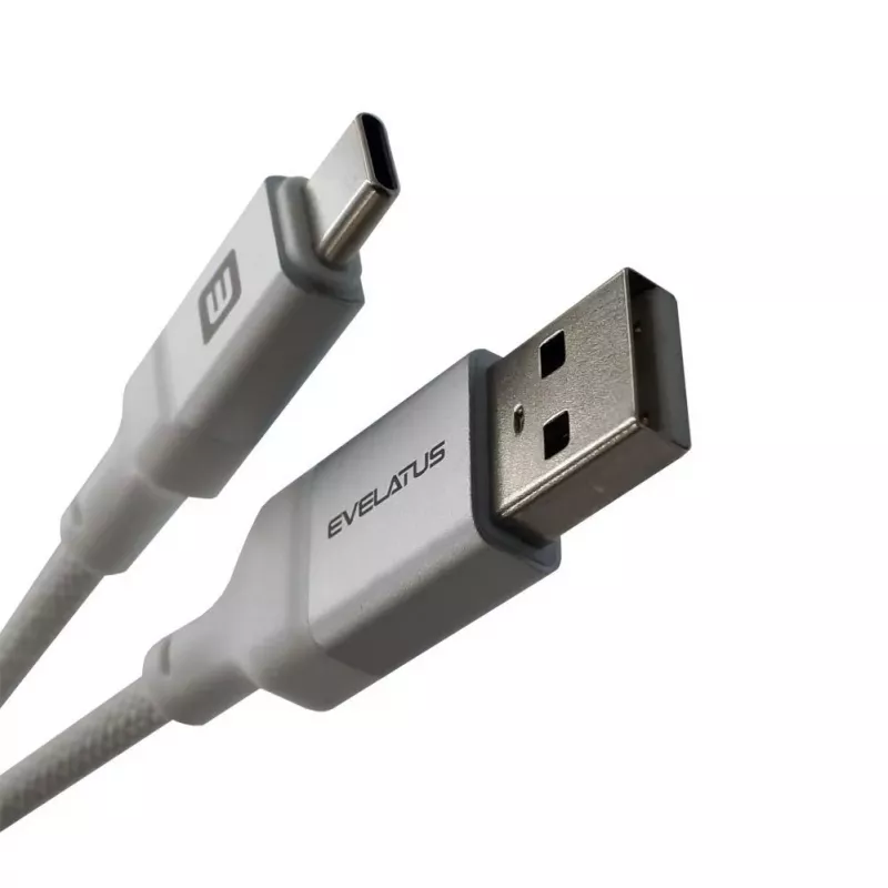 Evelatus cavo USB-A a USB-C 2M case in alluminio intrecciato bianco