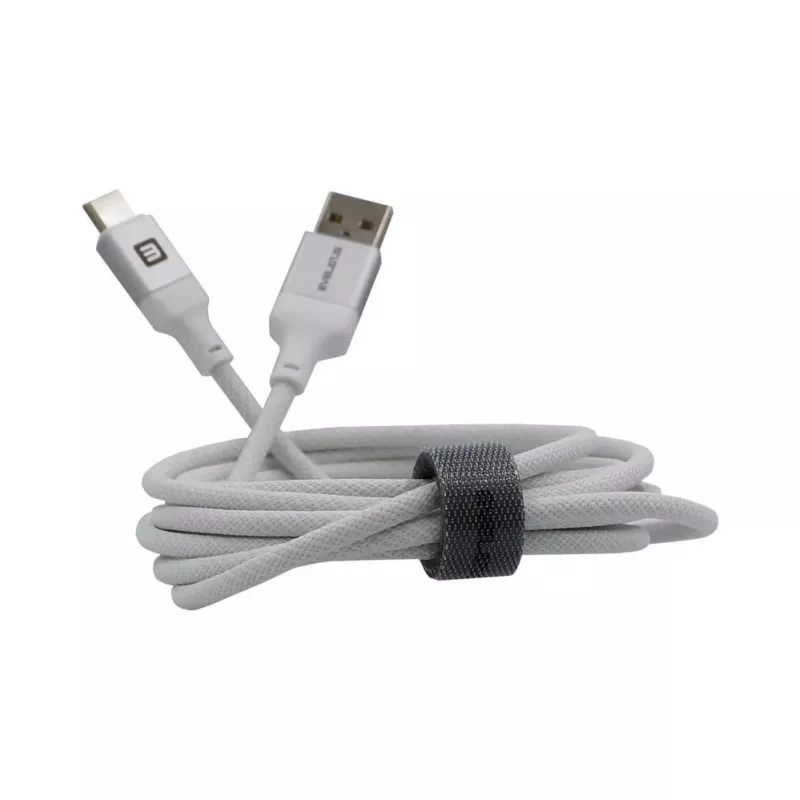 Evelatus cavo USB-A a USB-C 2M case in alluminio intrecciato bianco