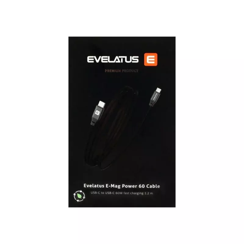 Evelatus E-Mag Power 60W cavo magnetico USB-C a USB-C 1,2m nero
