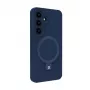 Evelatus Samsung Galaxy S25 Cover in Silicone Soft Touch Premium Magnetica con Supporto Blu Mezzanotte