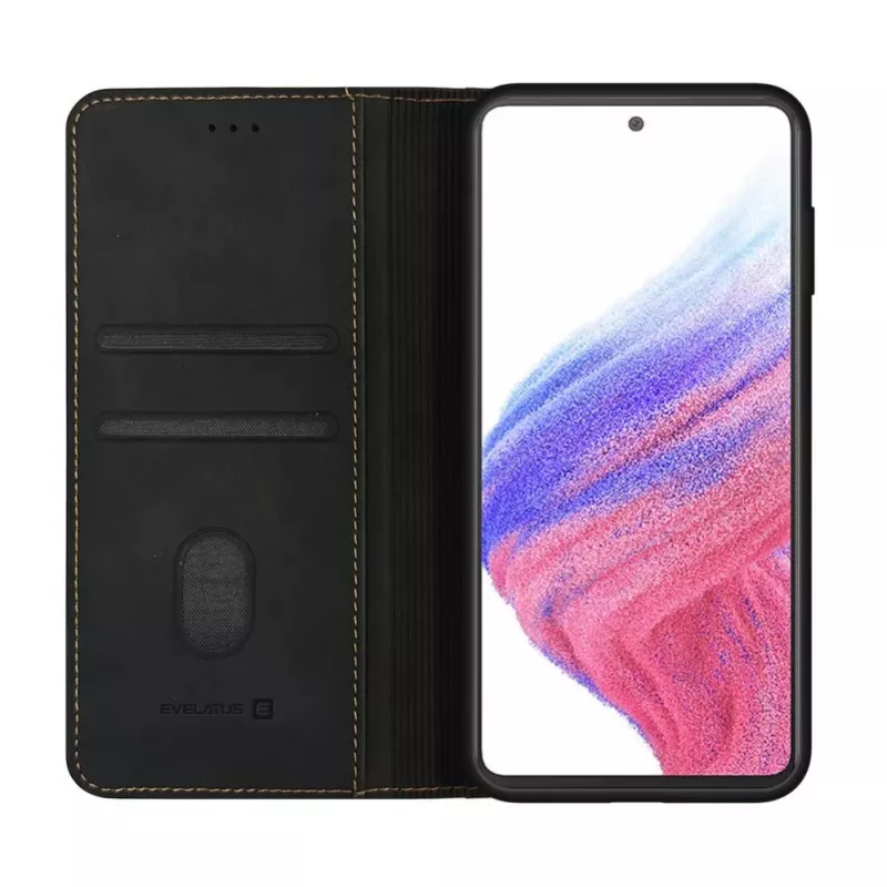 Evelatus Samsung Galaxy A53 Custodia a libro con chiusura nera