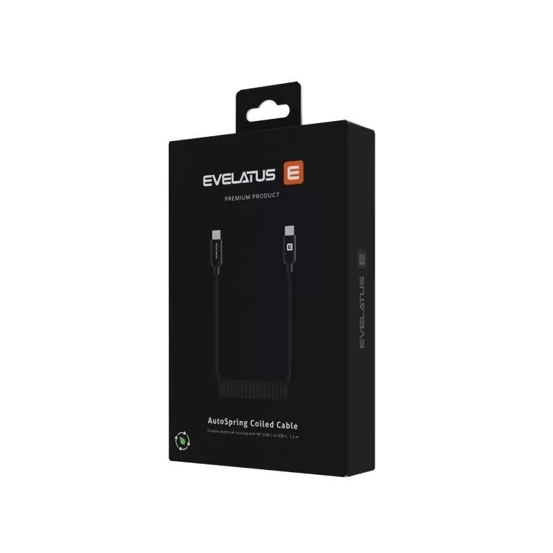 Evelatus AutoSpring cavo a spirale USB C a USB C 1,2M nero