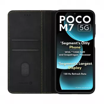 Evelatus Xiaomi Poco M7 Custodia a libro Folio nera