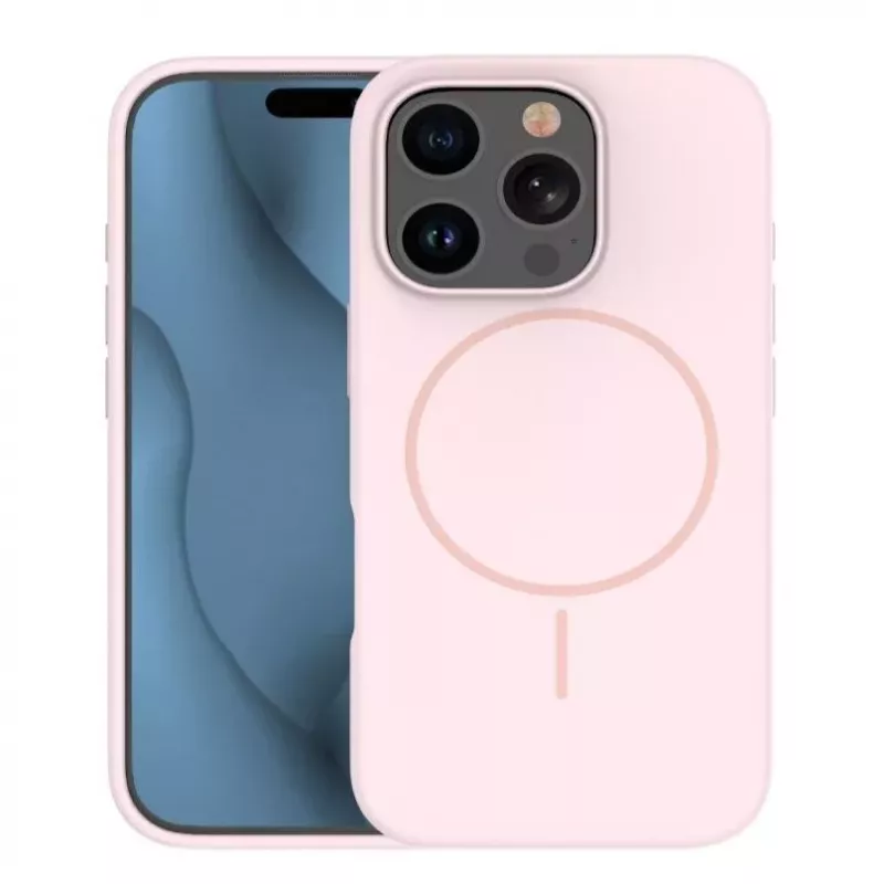 iLike Apple iPhone 16 Pro Custodia in silicone Soft Touch con magnete rosa chiaro