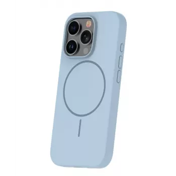 iLike Apple iPhone 16 Pro Max Custodia in silicone Soft Touch con magnete azzurro