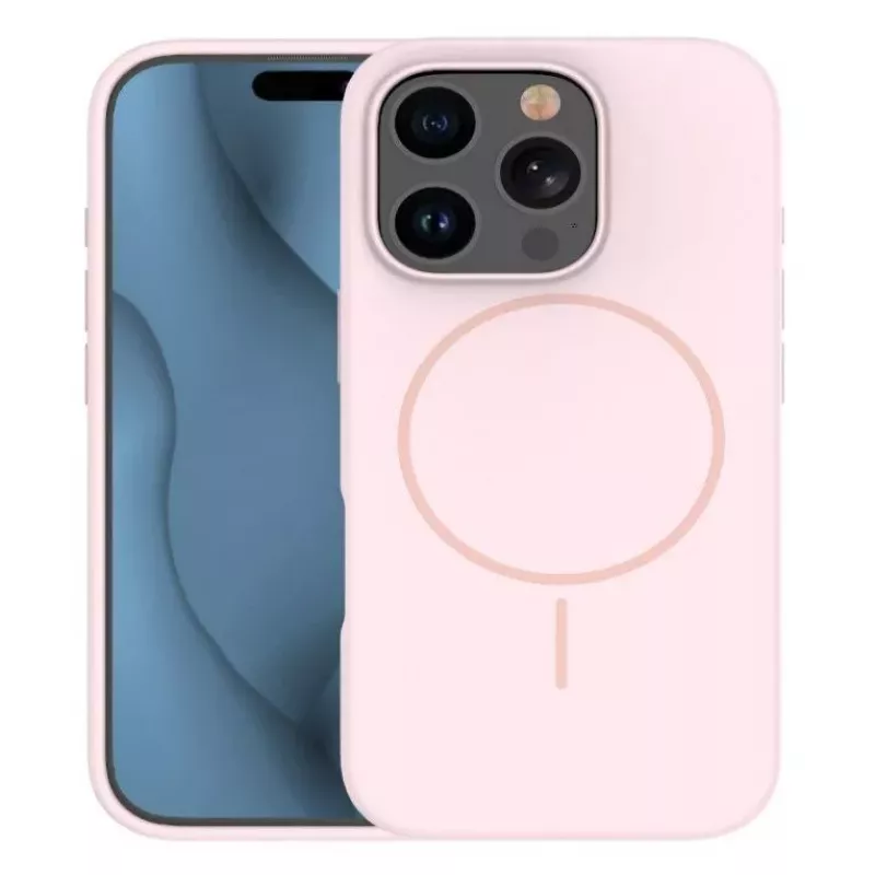 iLike Apple iPhone 16 Pro Max Custodia in silicone Soft Touch con magnete rosa chiaro