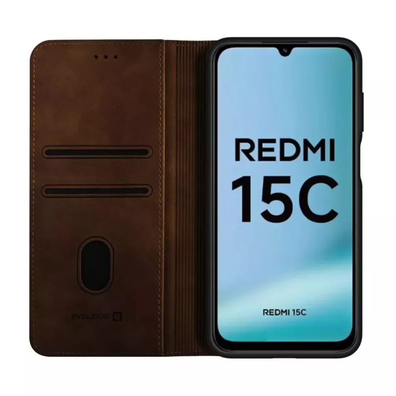 Evelatus Xiaomi Redmi 15C 4G/5G Book Case Folio marrone