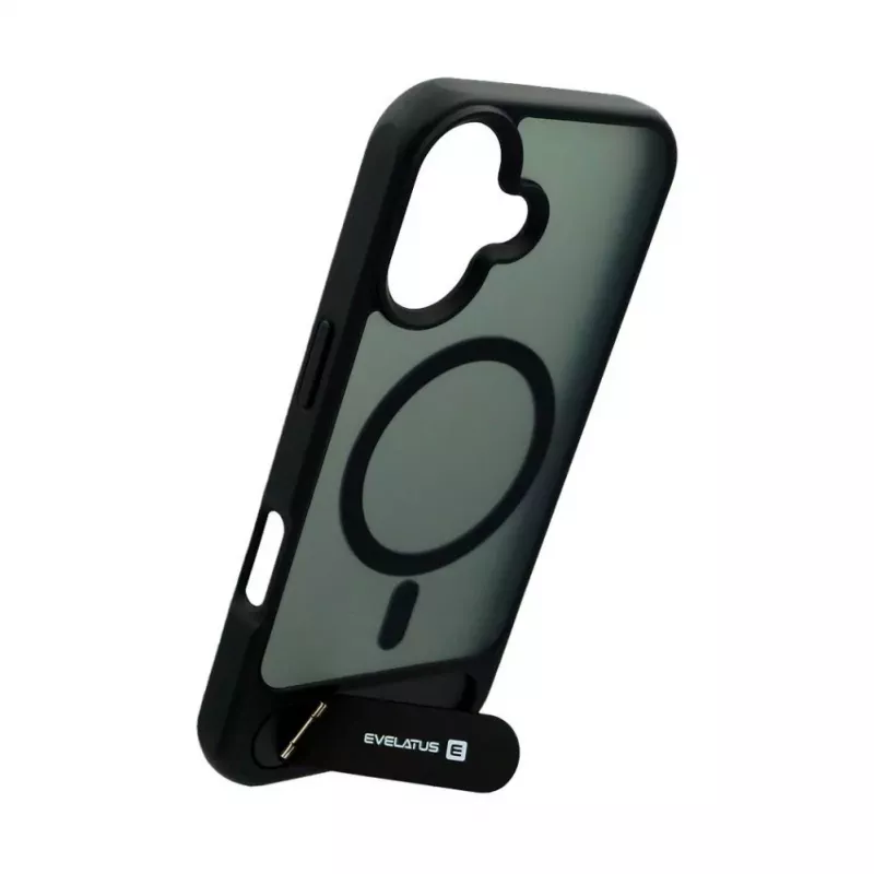 Evelatus Apple iPhone 17 Custodia con rivestimento in gomma MagSafe con supporto nero