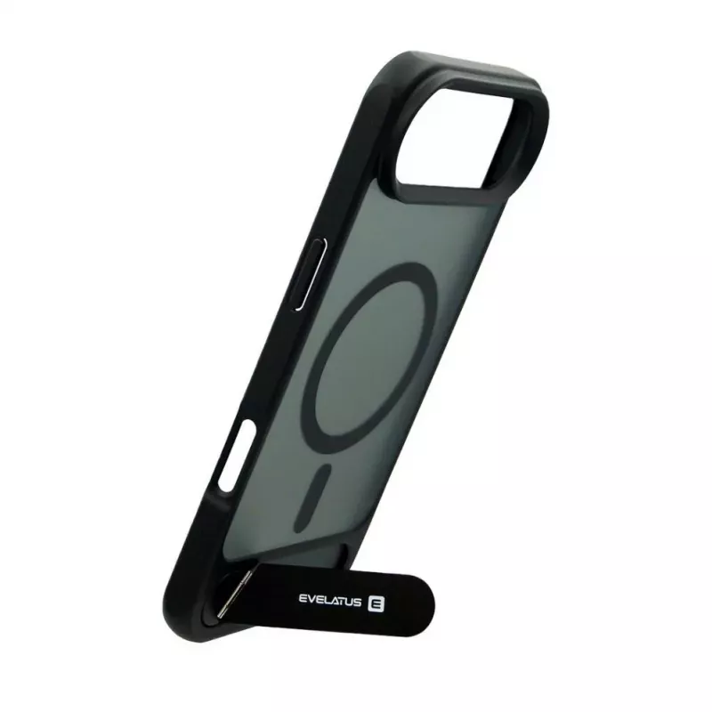 Evelatus Apple iPhone 17 Air Cover con rivestimento in gomma MagSafe con supporto nero