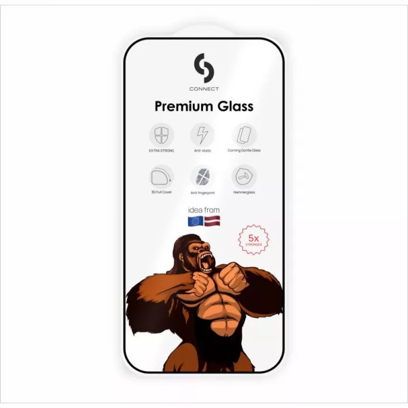 Connect Samsung Galaxy S26 Edge / S26 Plus Vetro Corning Gorilla antistatico 3D Full Cover 5X più resistente nero