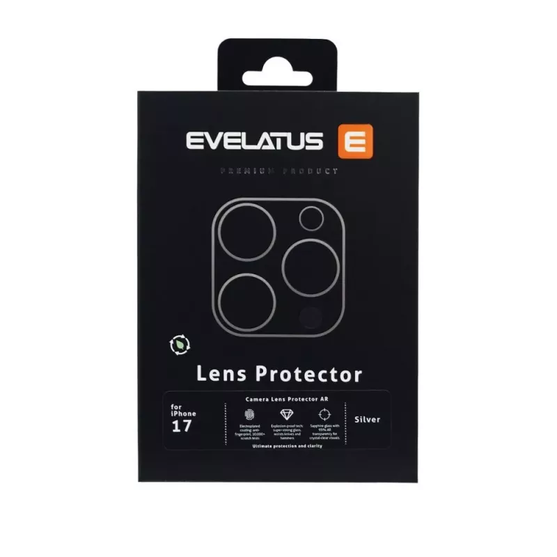 Evelatus Apple iPhone 17 Protezione Full Body per Obiettivo Fotocamera Premium Argento