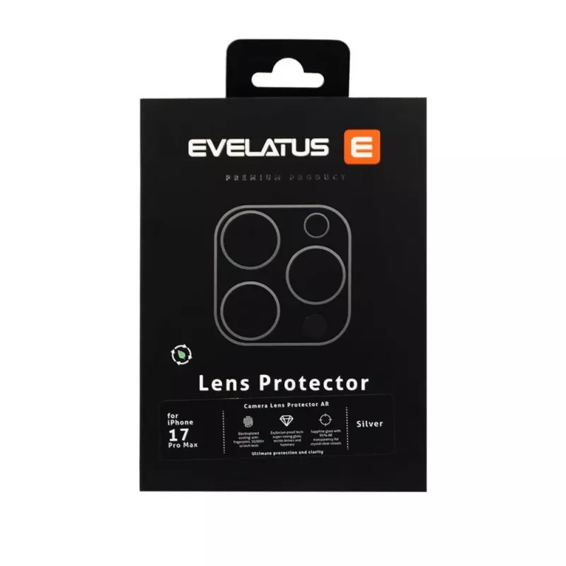 Evelatus Apple iPhone 17 Pro Max Protezione Full Body per Obiettivo Fotocamera Premium Argento