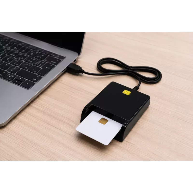 iLike Lettore di smart card USB, lettore di carte IC a contatto per firma digitale, eID, carte bancarie e governative nero