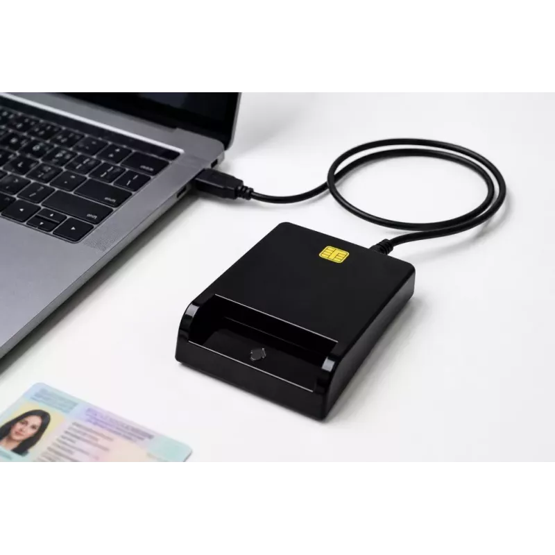 iLike Lettore di smart card USB, lettore di carte IC a contatto per firma digitale, eID, carte bancarie e governative nero