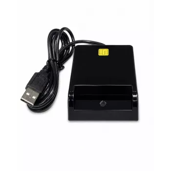 iLike Lettore di smart card USB, lettore di carte IC a contatto per firma digitale, eID, carte bancarie e governative nero