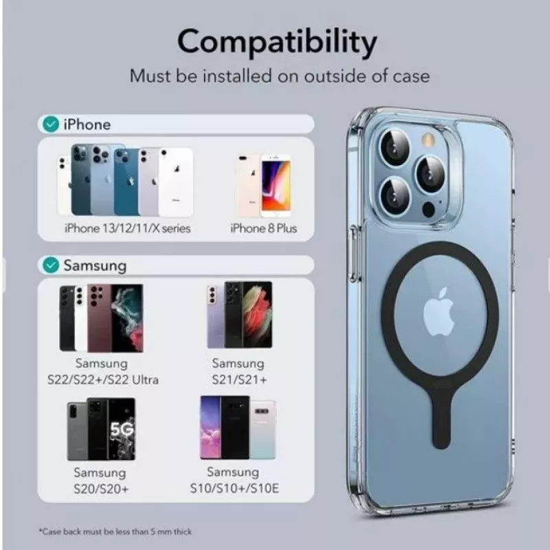 iLike ESR HaloLock anello magnetico per telefono MagSafe confezione da 2 nero