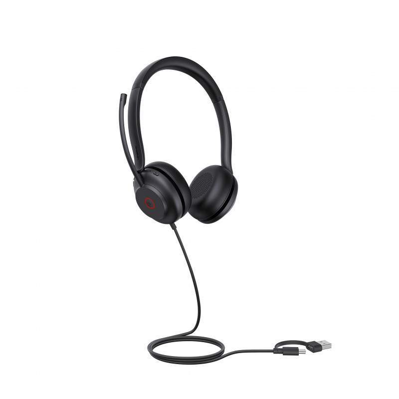 Cuffia on-ear Yealink UH35 Dual UC USB-C/A con USB-A/USB-C, nero
