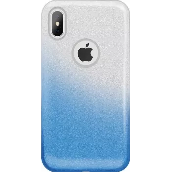GreenGo Apple iPhone X/Xs Custodia Gradient Glitter 3in1 blu