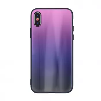 iLike Apple iPhone XR Aurora Glass Case rosa-nera