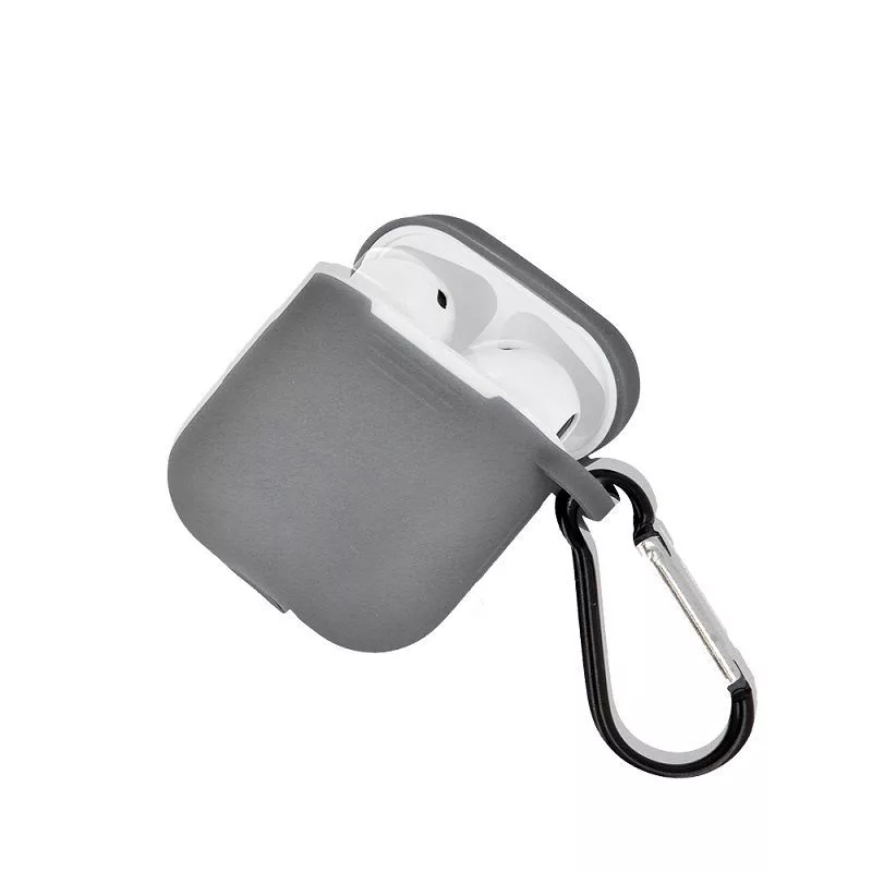 GreenGo Apple AirPods custodia in silicone con gancio grigio