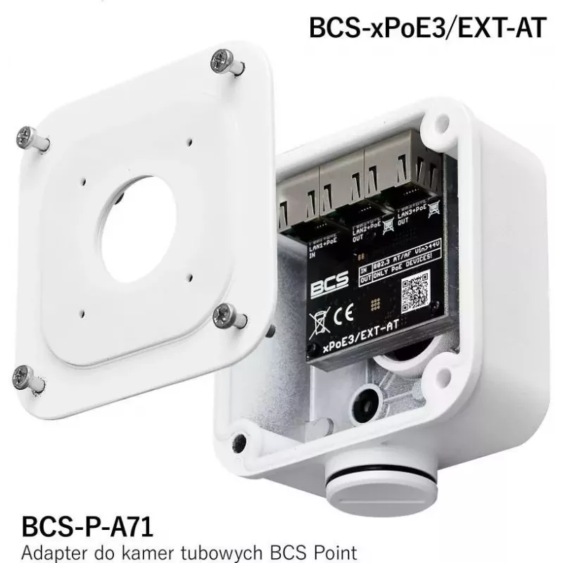 BCS BCS-xPoE3/EXT-AT switch PoE+ 3 porte, 2x PoE+ 30W, 1x uplink, 250m EXTEND, metallo