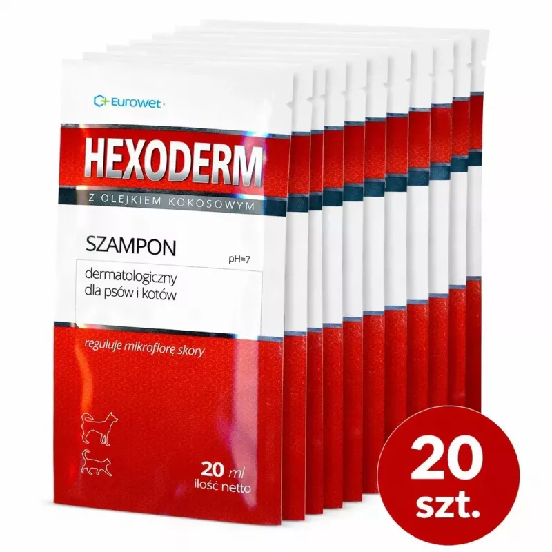 EWE EUROWET Hexoderm Medicated Shampoo per cani e gatti - 20 x 20 ml bustine