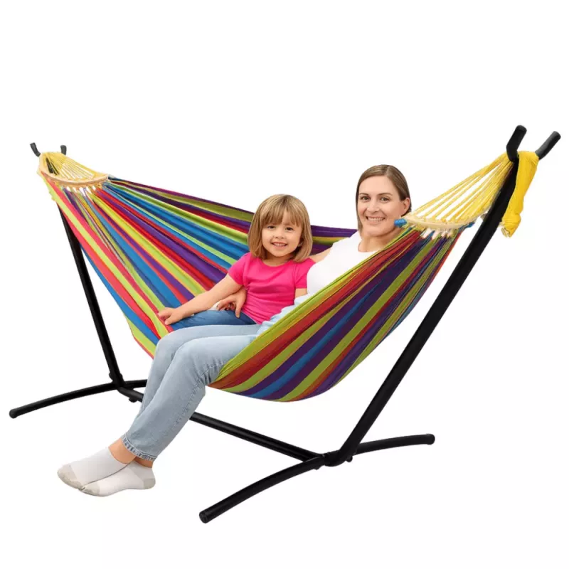 LEAN amaca da giardino con supporto per due persone, multicolore, 200x120 cm