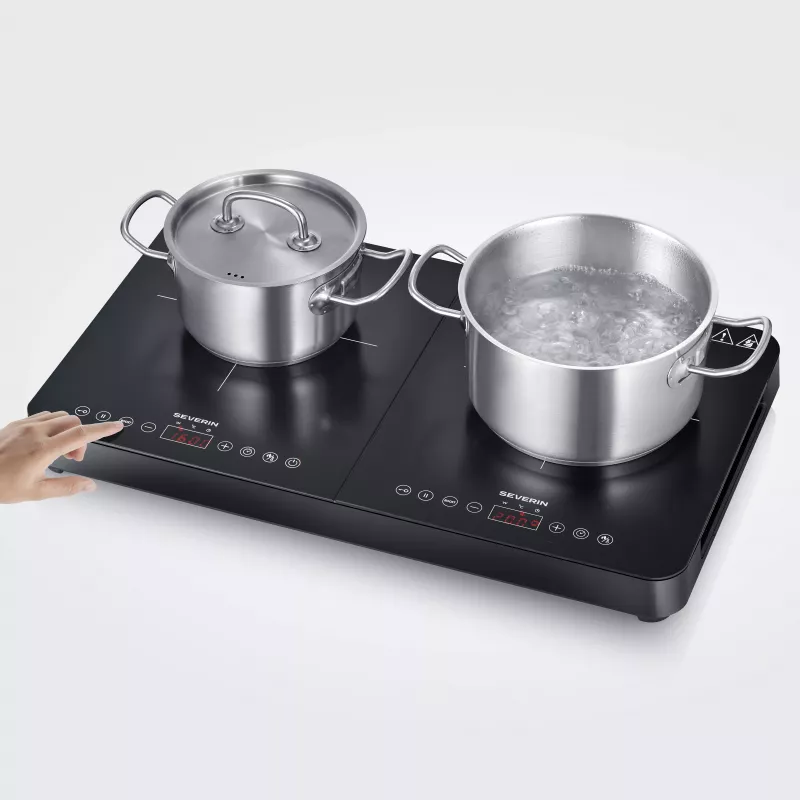 SEVERIN DK 1027 piano cottura a induzione doppio, nero opaco