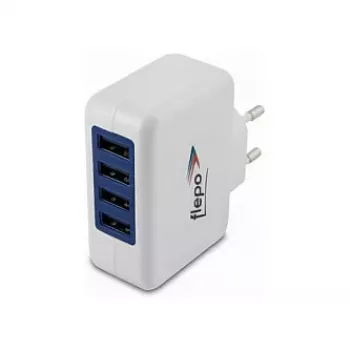 FLEPO USB alimentatore 4 porte 100-240V 4A 20W nero spina EU
