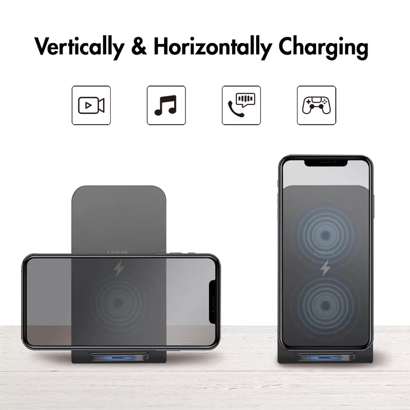 LogiLink supporto per smartphone e caricabatterie wireless nero